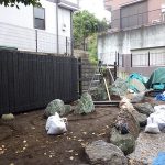 施工中（7）焼杉板塀