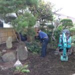 施工中（2）既存庭石の撤去