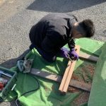 施工中（17）大谷石立水栓　下ごしらえ