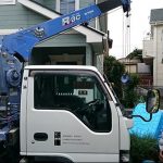 施工中（1）
お清めをしてから伐根、整地開始