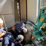 施工中（2）既存石造品の移動